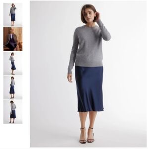 Everlane Navy Midi Skirt